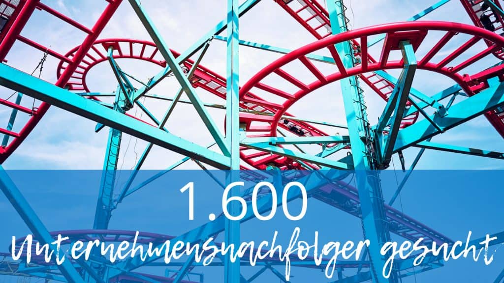 Photo of a roller coaster behind lettering: 1,600 business successors wanted