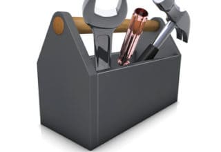 Representação gráfica de uma caixa de ferramentas cinzenta