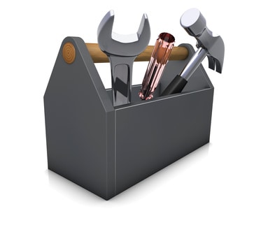 Representação gráfica de uma caixa de ferramentas cinzenta